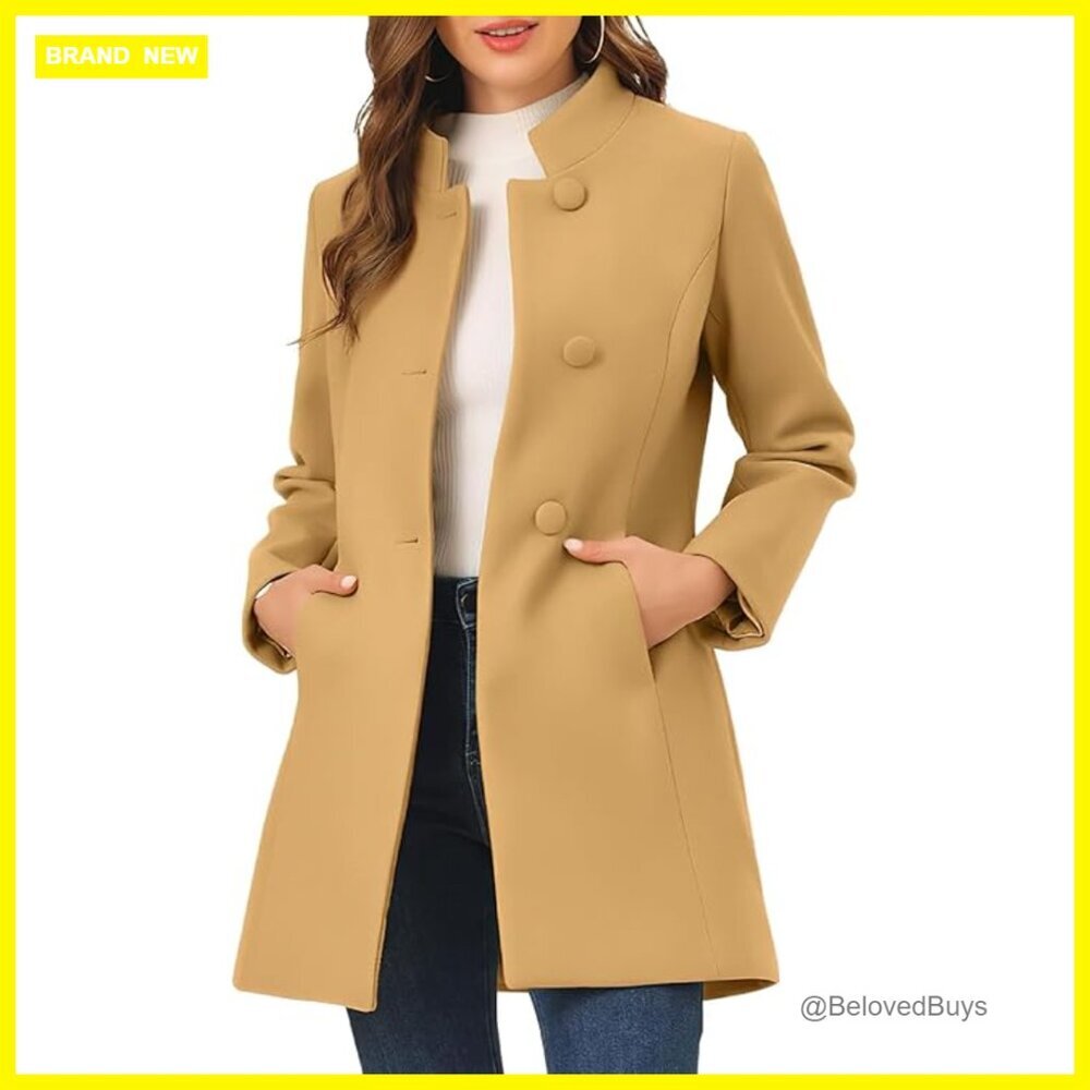 Slim Fit Wool Pea Coat Blazer with Pockets, Thigh Length